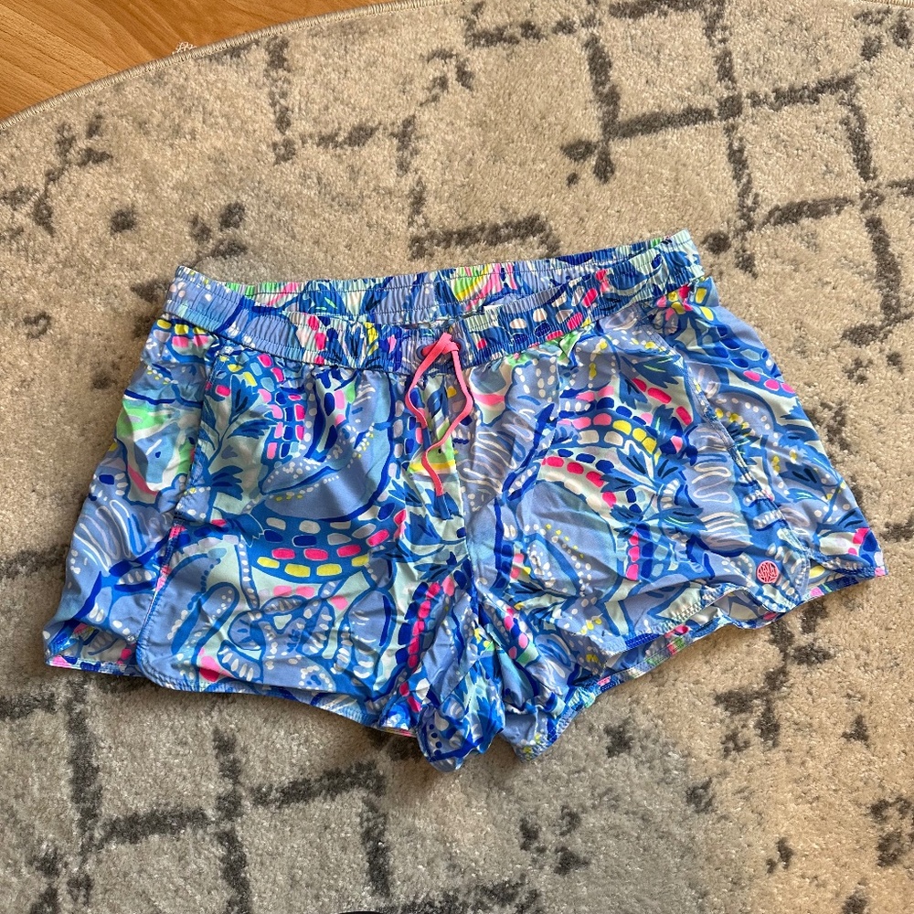 Lilly Pulitzer Run Around Shorts, size Large Blue Peri Pinch